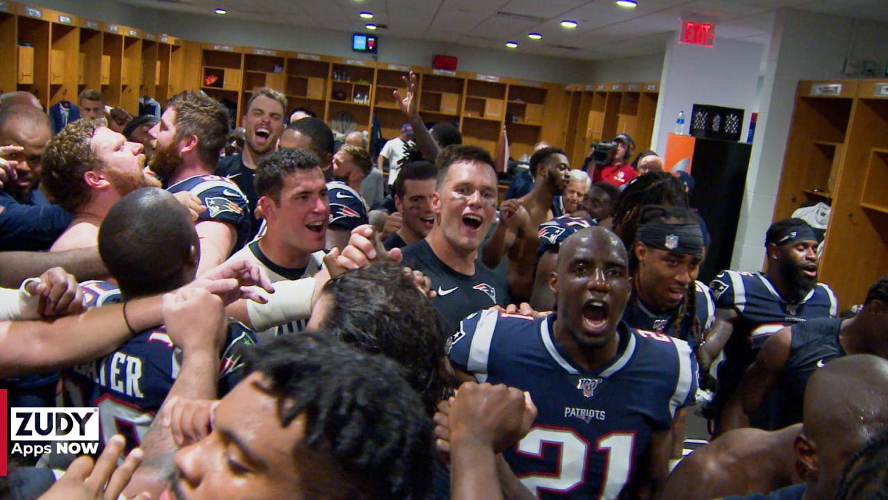 Locker Room Celebration Following The Win Over The Dolphins