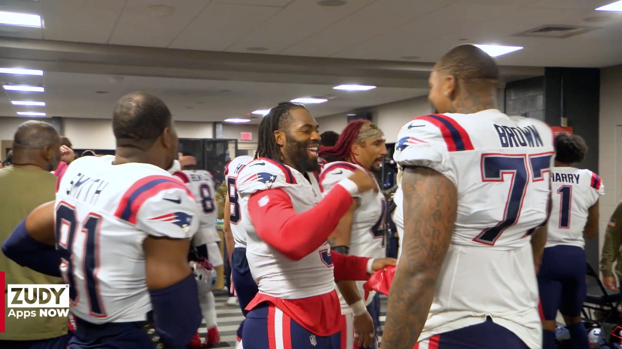 Locker Room Celebration After Patriots Win Over Dolphins