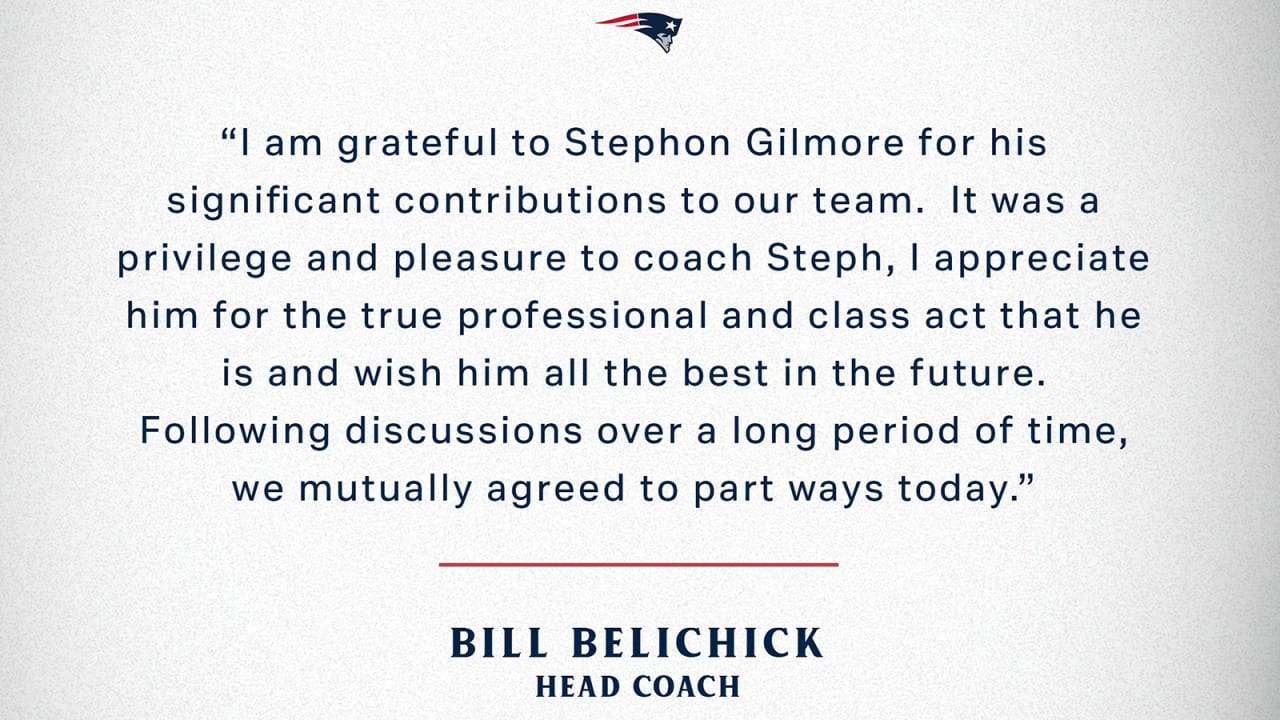 Bill Belichick releases statement about Patriots, Stephon Gilmore