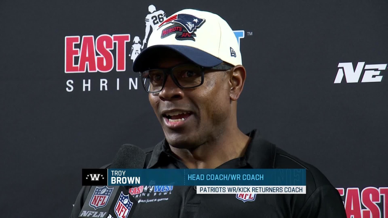 Patriots WR coach Troy Brown discusses coaching West team to Shrine Bowl  victory