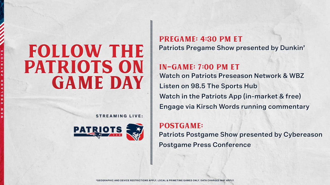 How to Watch/Listen: Giants at Patriots