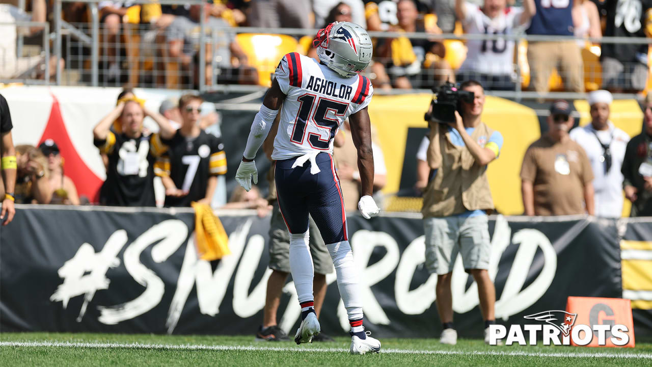 New England Patriots wide receiver Lil'Jordan Humphrey lays out to prevent  touchback on punt