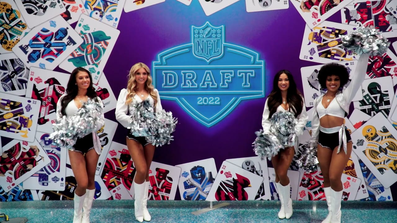 Raiderettes greet visitors at the airport for the 2022 NFL Draft