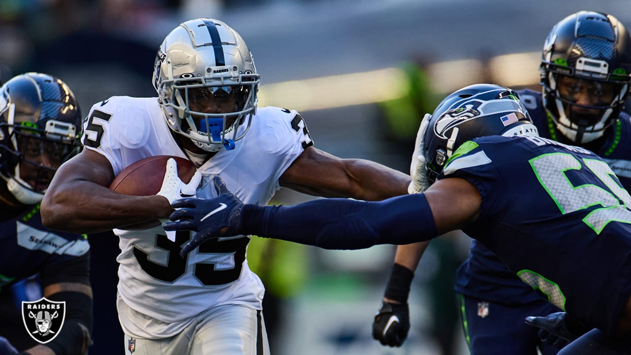 Las Vegas Raiders running back Zamir White (35) leaves the field against  the Indianapolis Colts during the first half of an NFL football game,  Sunday, Nov 13, 2022, in Las Vegas. (AP