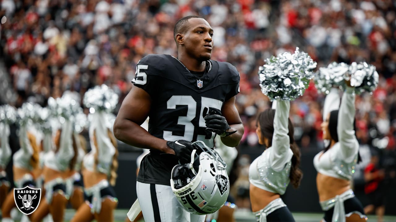 Las Vegas Raiders safety Jaydon Grant (40) is seen during warm ups