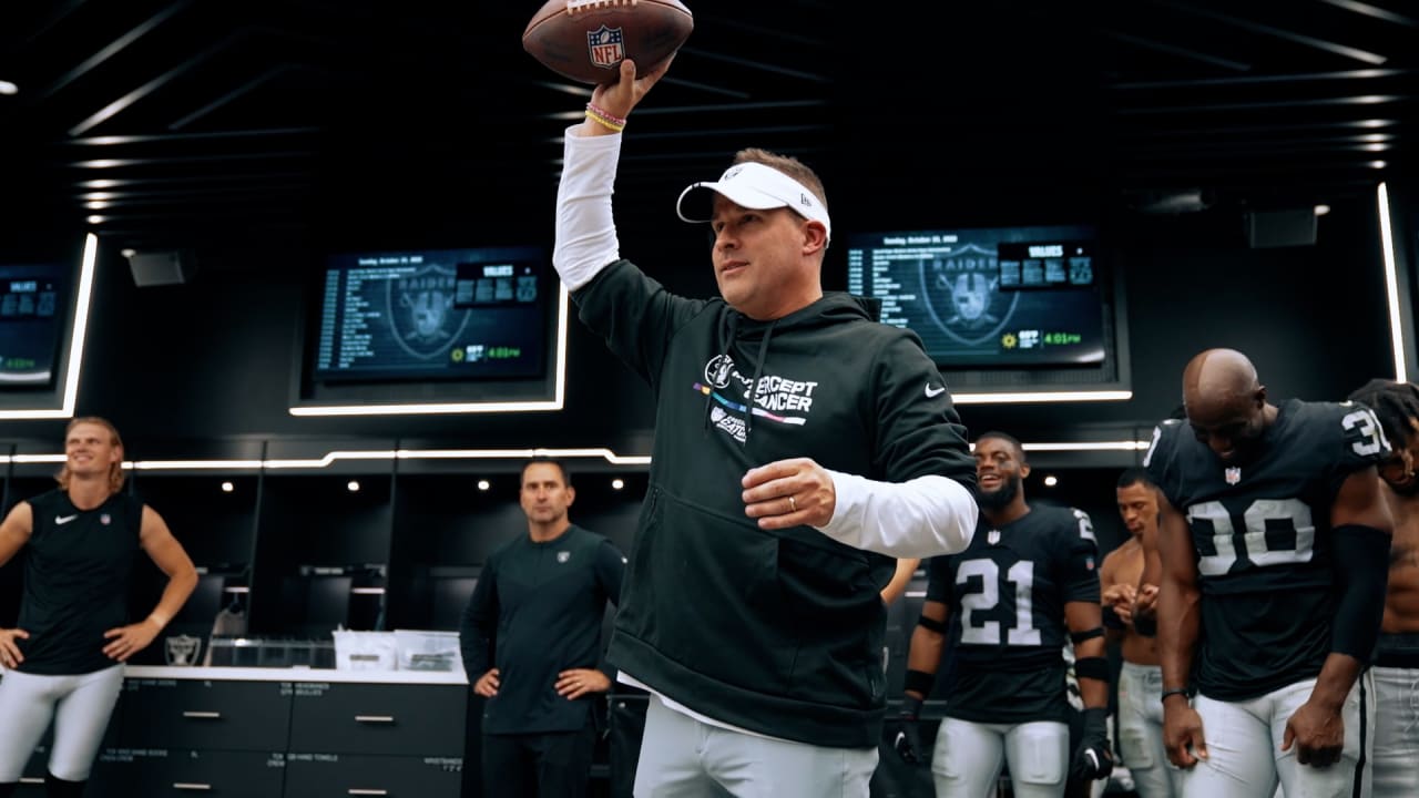 Locker room celebration after comeback victory vs. Raiders