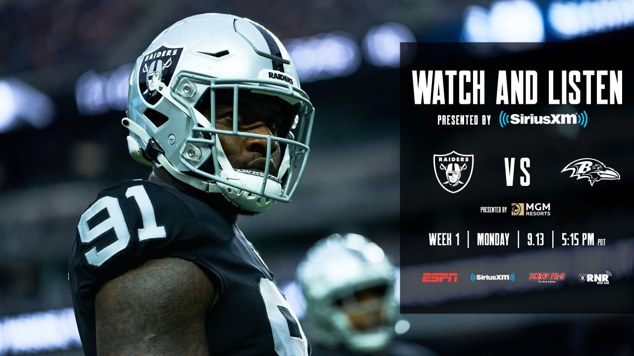 Raiders vs. Ravens How to watch the Silver and Black's primetime