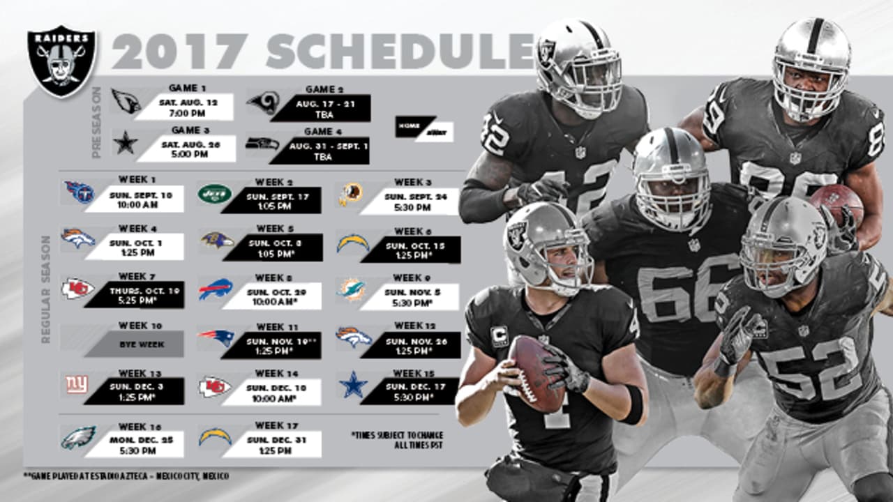 Raiders Printable Schedule