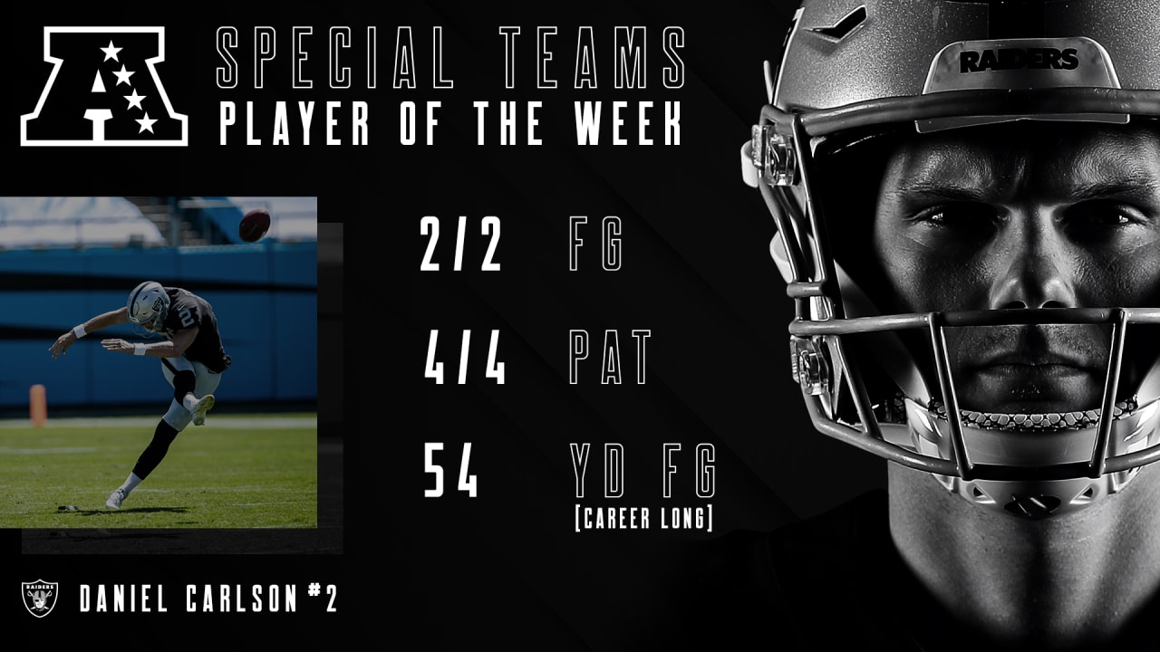 Raiders PK Daniel Carlson named AFC Special Teams Player of the Week