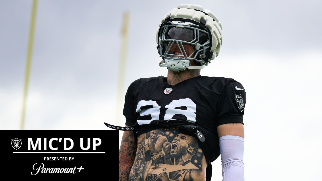 Defensive end Maxx Crosby mic'd up during 2023 Training Camp, motivates his  teammates and sets the bar for the first day of pads for the Las Vegas  Raiders