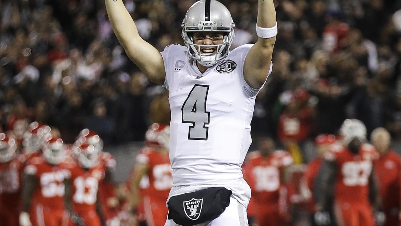 Las Vegas Raiders vs. Kansas City Chiefs. NFL Game. American Football  League match. Silhouette of professional player celebrate touch down.  Screen in Stock Photo - Alamy