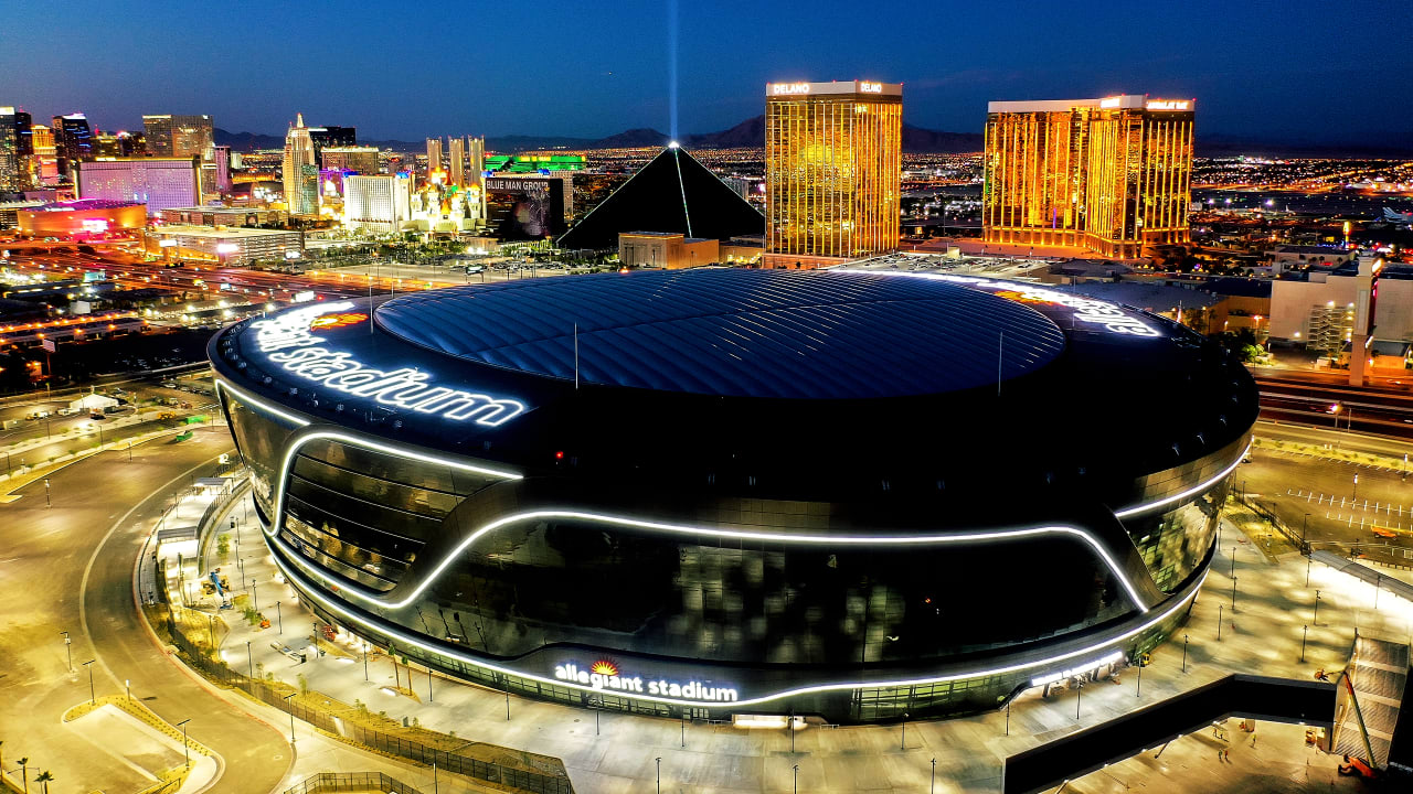 Allegiant Stadium Lights Up Las Vegas Skyline