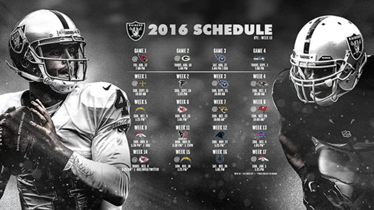 Raiders 2016 Schedule