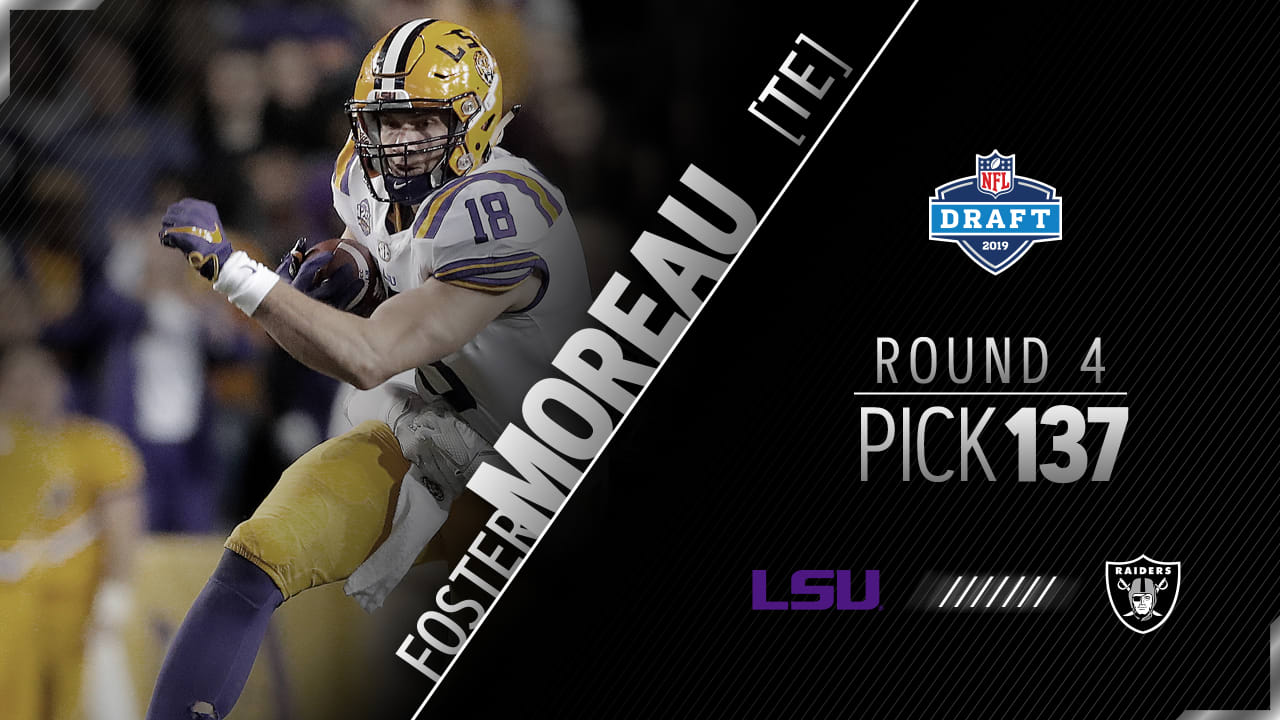 Raiders select tight end Foster Moreau with the No. 137 overall pick of the  2019 NFL Draft