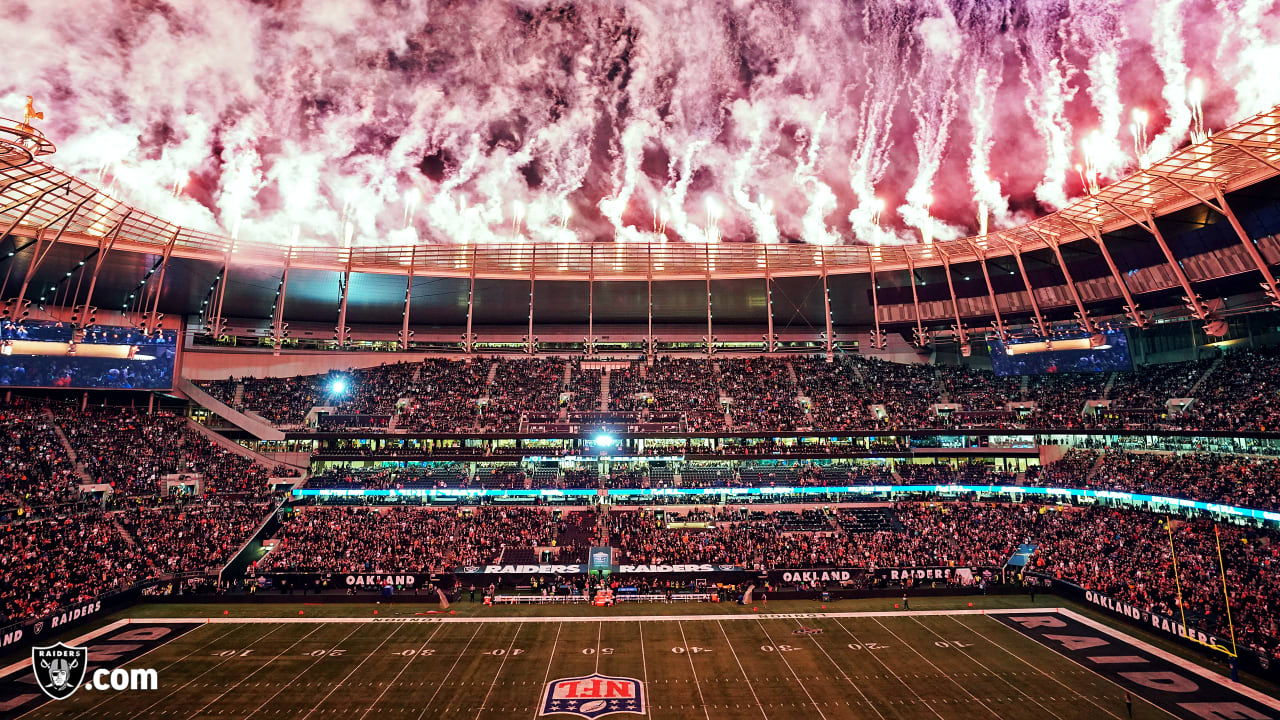 Tottenham Hotspur stadium is packed as the NFL release footage for Oakland  Raiders Chicago Bears