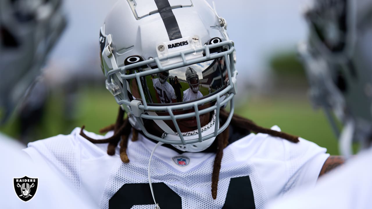 Las Vegas Raiders cornerback Duke Shelley (23) is seen during warm