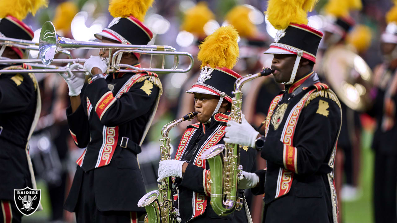 Grambling State's Marching Band rehearses and performs at Allegiant Stadium