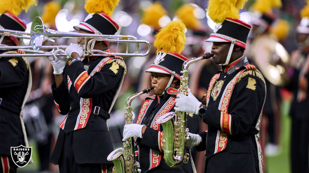 Ball State University Marching Band performing at Chicago Bears