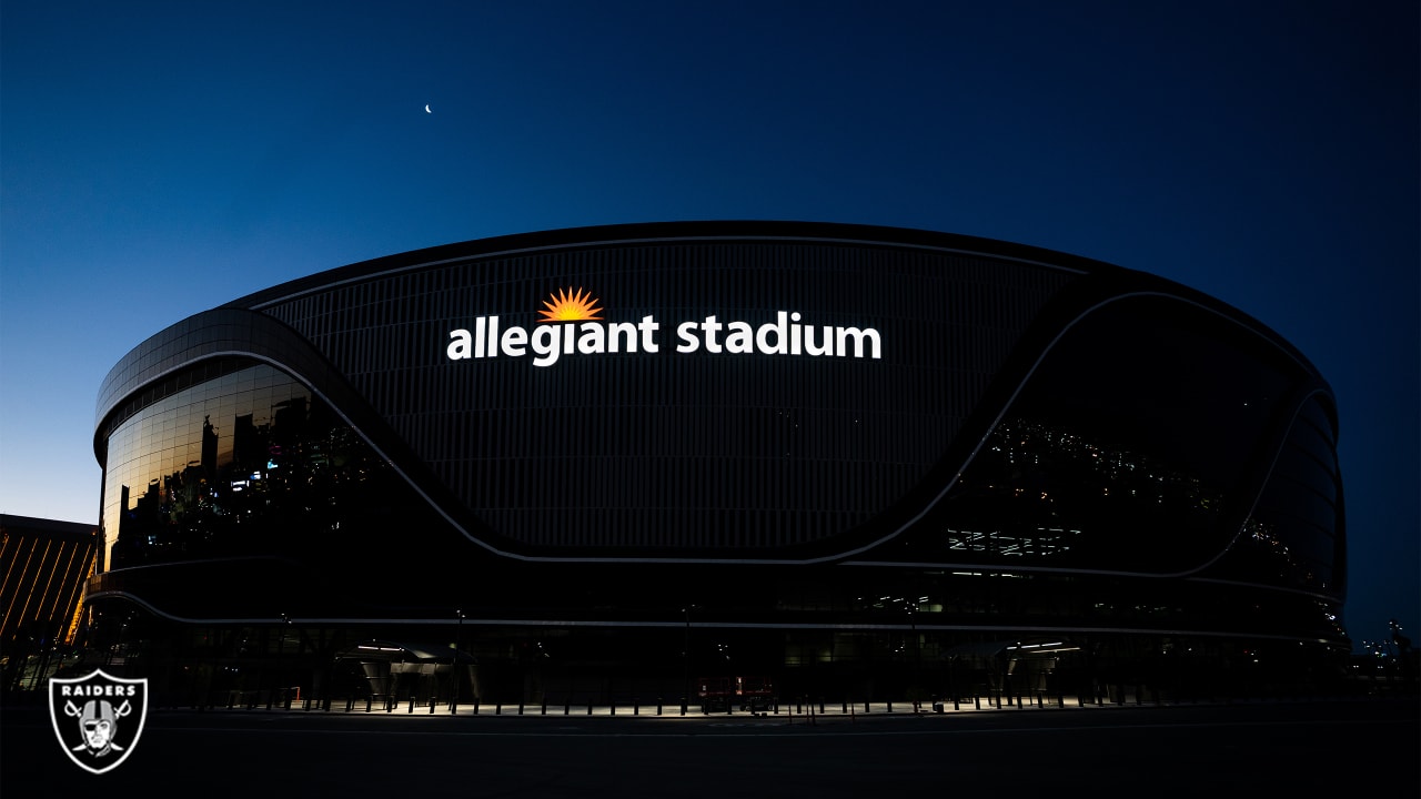 Allegiant Stadium Las Vegas Raiders inside Out at Sunset Metal