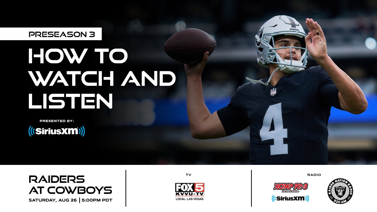 How to watch, listen to and livestream Raiders at Cowboys