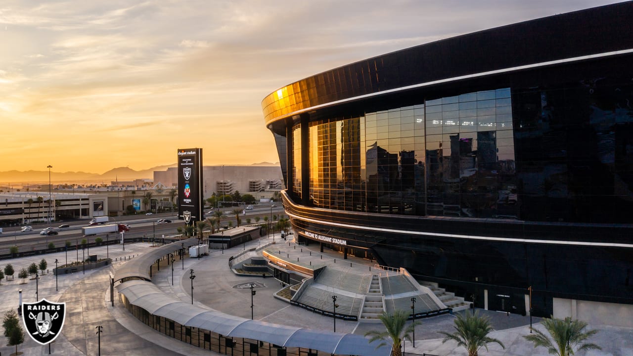 Allegiant Stadium Las Vegas Raiders inside Out at Sunset Metal