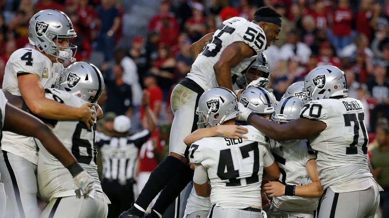 Victory Monday Raiders celebrate win vs. Cardinals