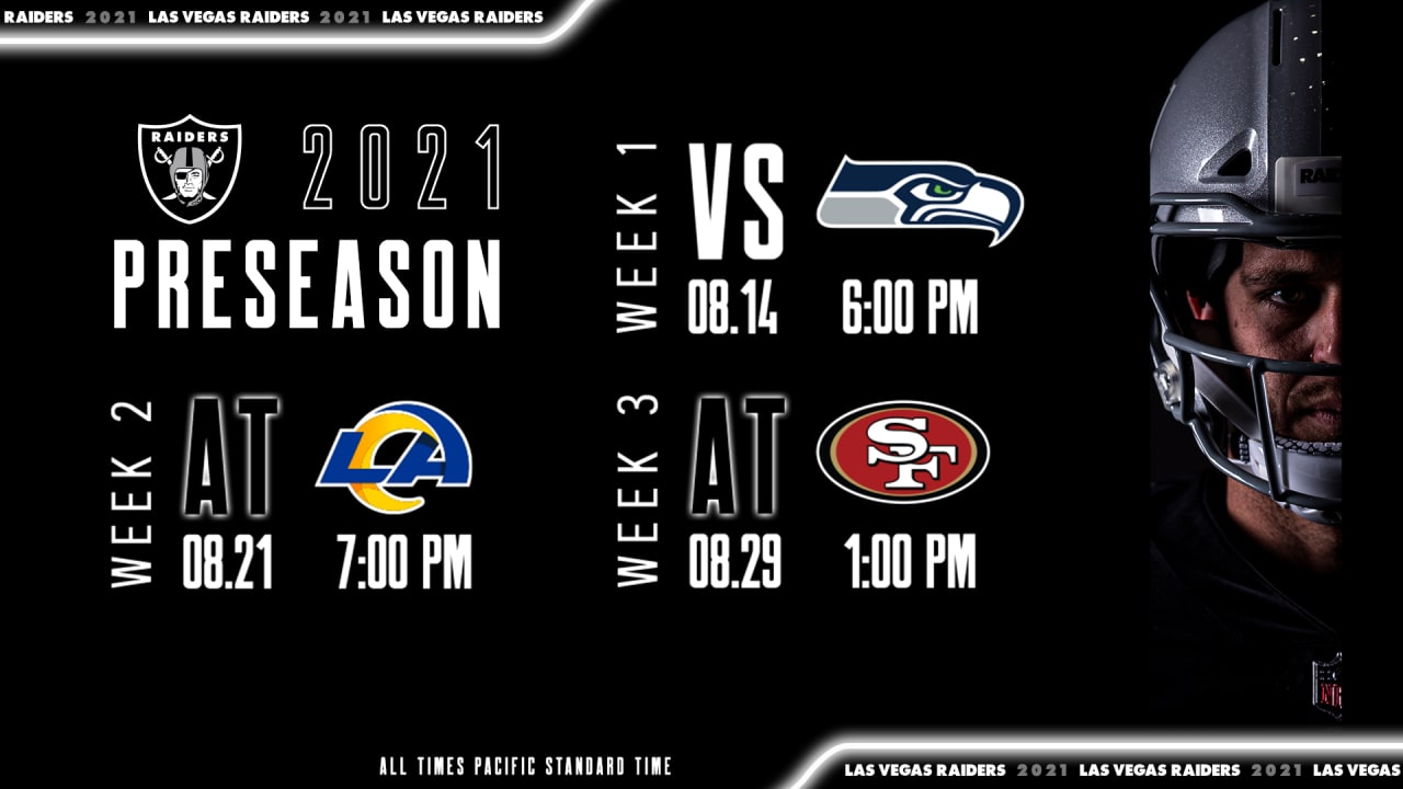 Raiders finalize preseason schedule vs. San Francisco 49ers, Los Angeles  Rams, Dallas Cowboys