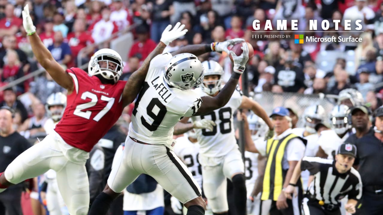 Game Notes Oakland Raiders 23 Arizona Cardinals 21