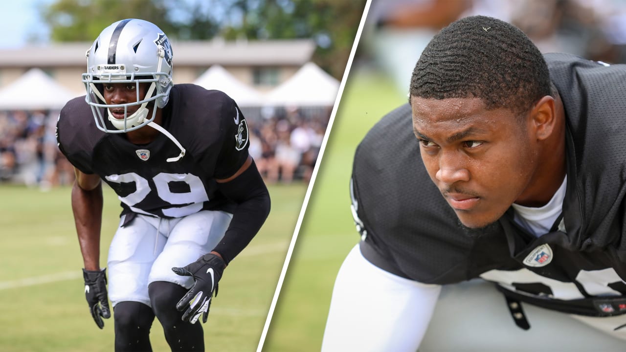 Oakland Raiders defensive tackle Johnathan Hankins (90) during NFL football  training camp Thursday, Aug. 8, 2019, in Napa, Calif. Both the Oakland  Raiders and the Los Angeles Rams held a joint practice