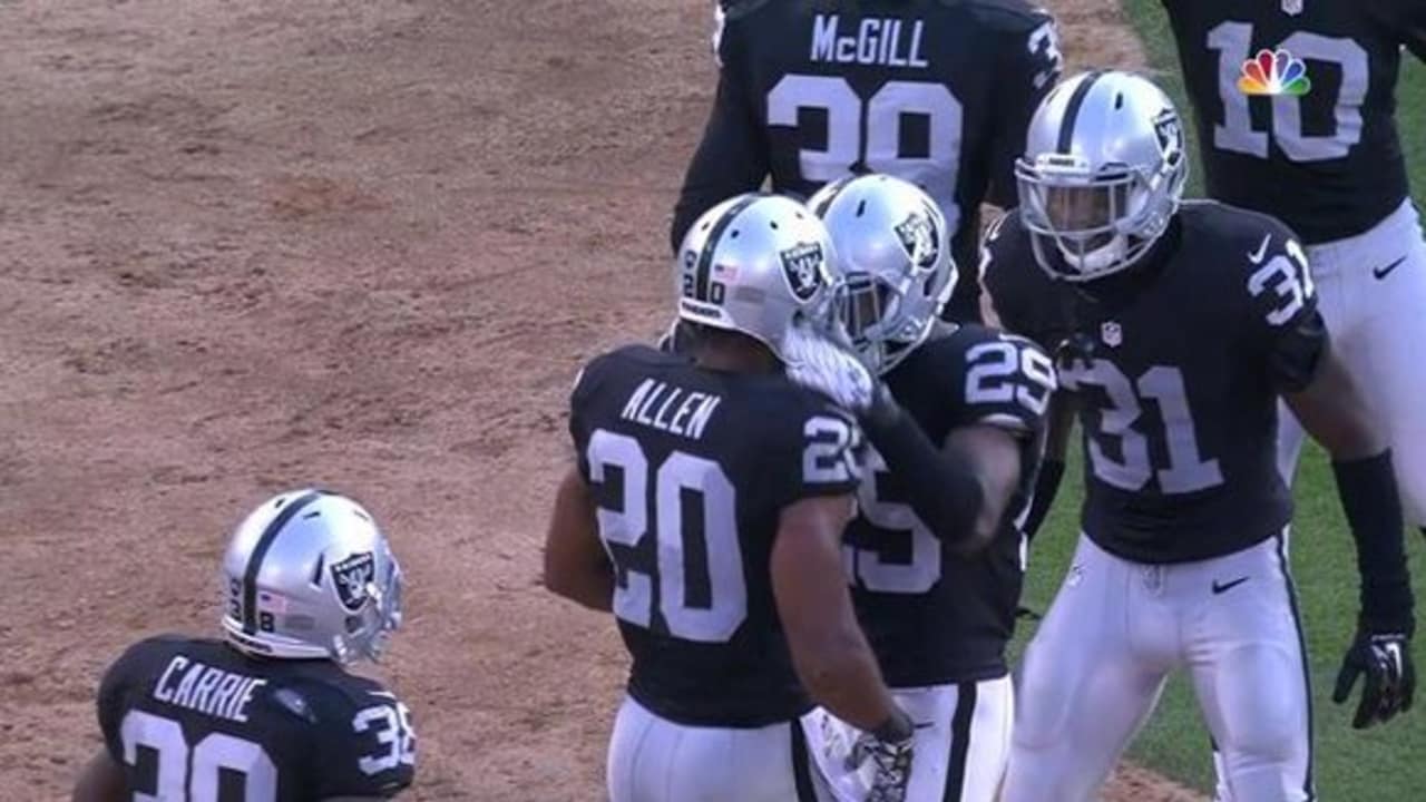 Arizona Cardinals quarterback Carson Palmer (3) is hit by Oakland Raiders  middle linebacker Cory James after throwing a pass during the first half of  an NFL preseason football game, Saturday, Aug. …