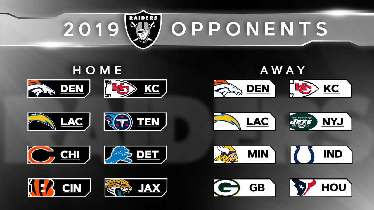 A look at the Oakland Raiders' list of 2019 opponents