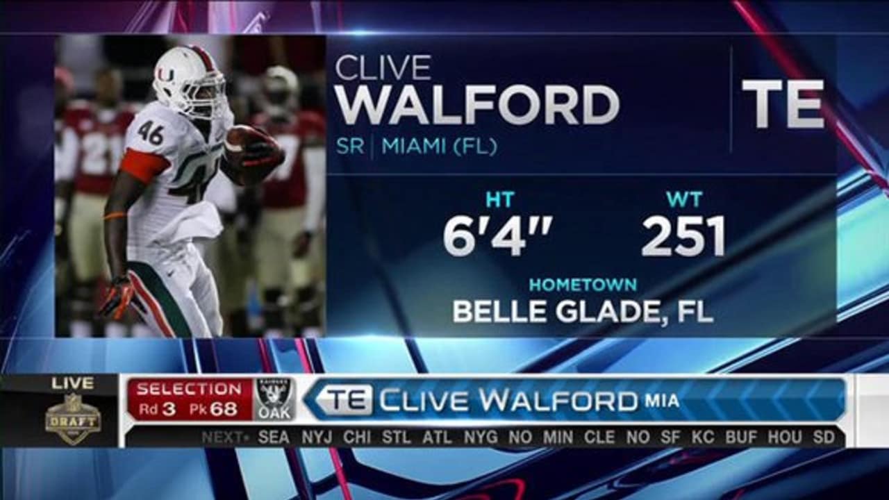 Oakland Raiders pick tight end Clive Walford No. 68