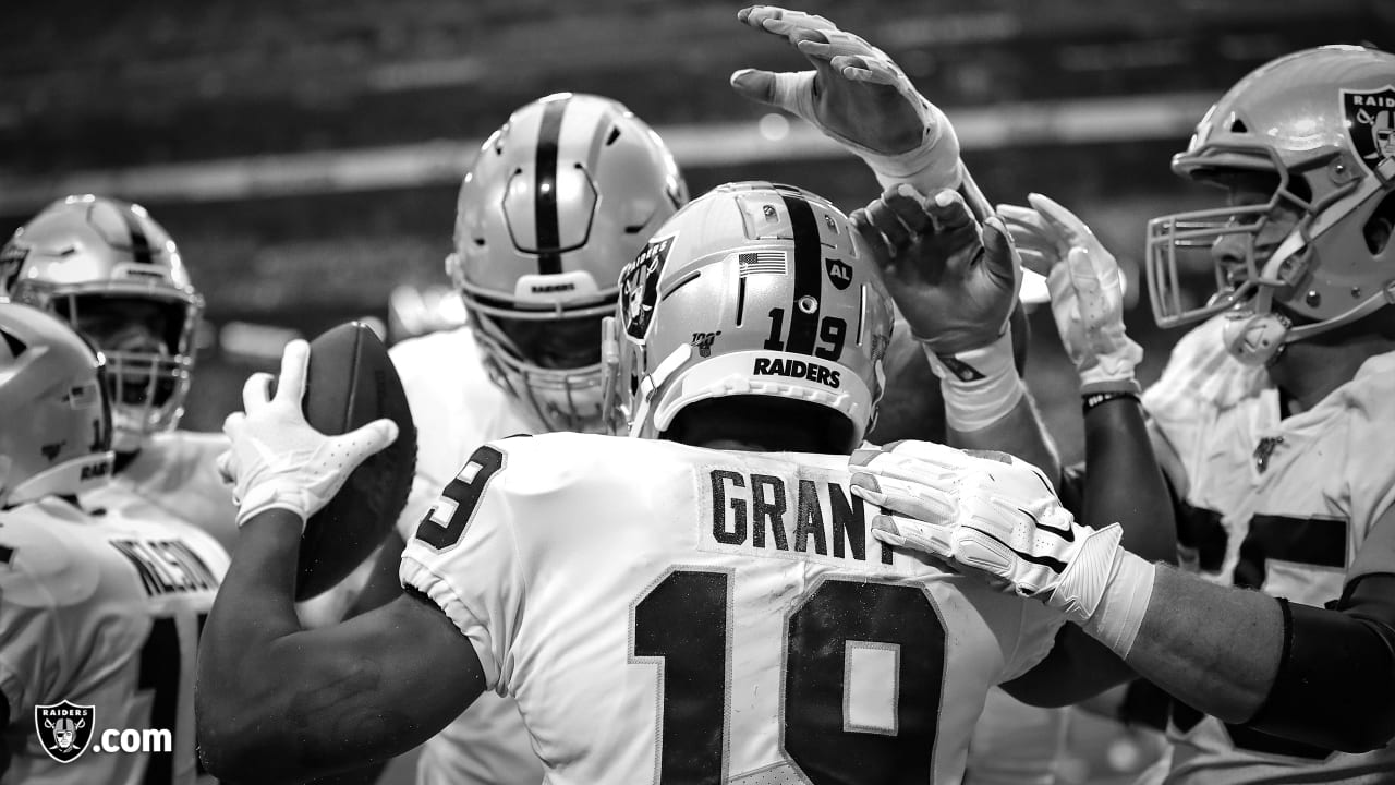 Oakland Raiders wide receiver Keon Hatcher (14) celebrates with