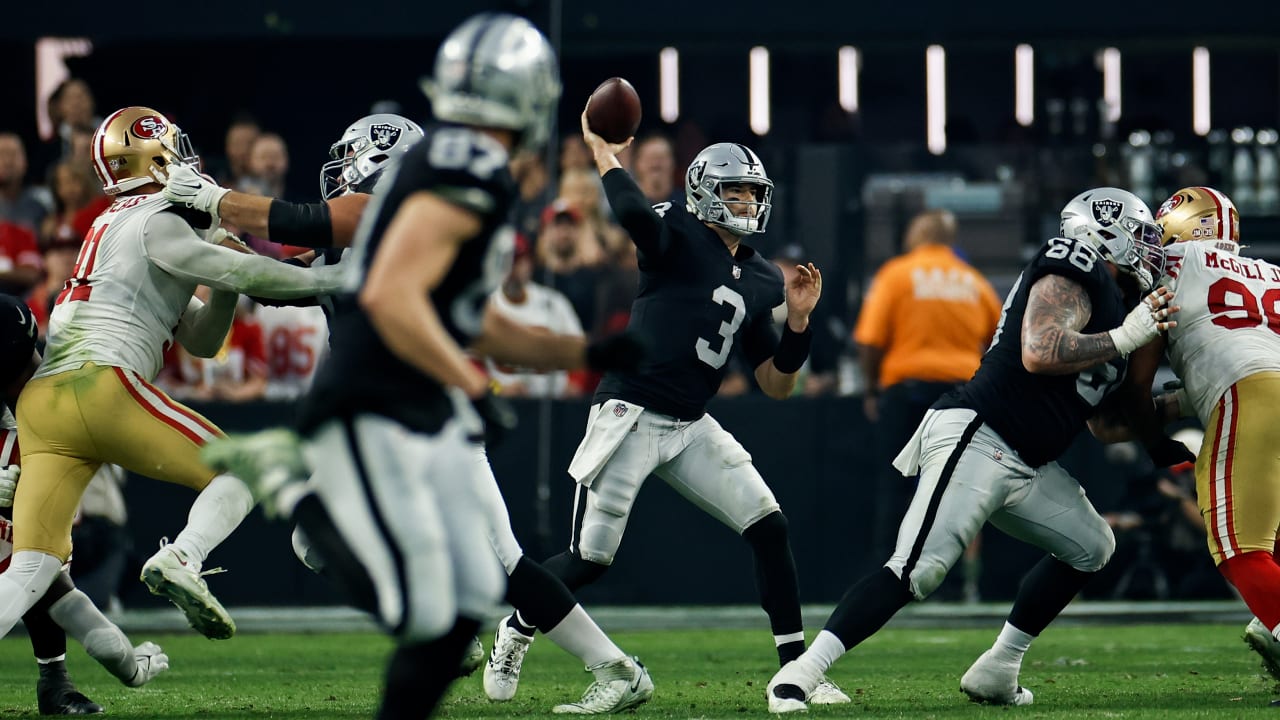 Raiders' Jarrett Stidham impresses in first NFL start with three touchdowns  in overtime loss to 49ers 