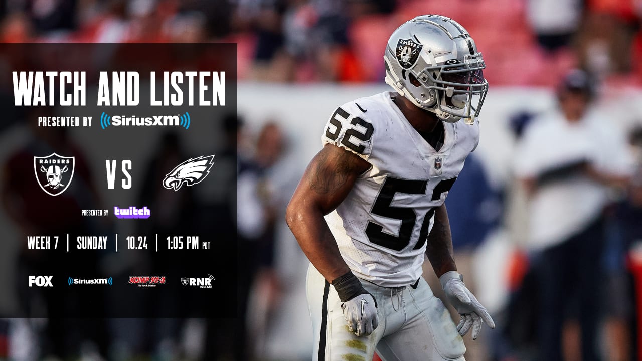 Eagles vs. Raiders Week 7: How to watch, listen and stream online