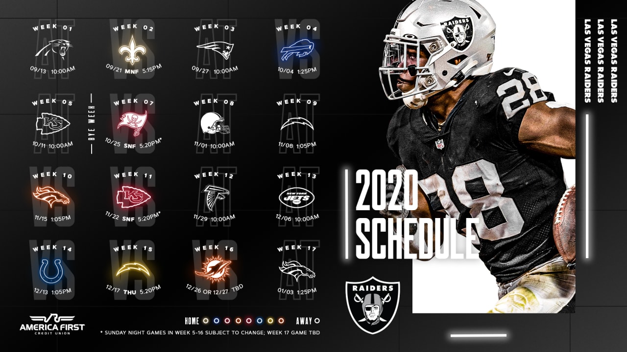 NFL 2020 Schedule: Primetime Games, Rams & Raiders Open New