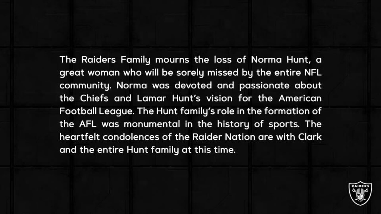 NFL mourns Norma Hunt, wife of Chiefs founder