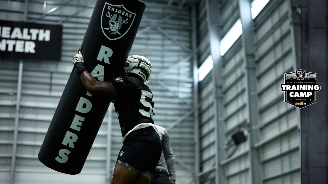 Ike Brown of the Las Vegas Raiders defends during a preseason game