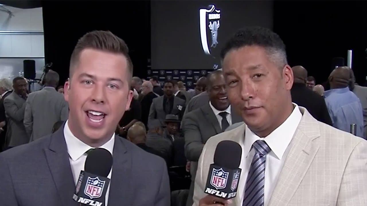 NFL Network reporter Steve Wyche talks on-camera before the game