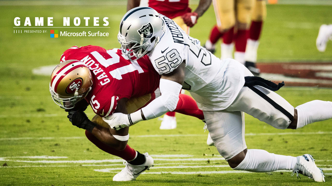 Game Notes: Oakland Raiders 3 San Francisco 49ers 34