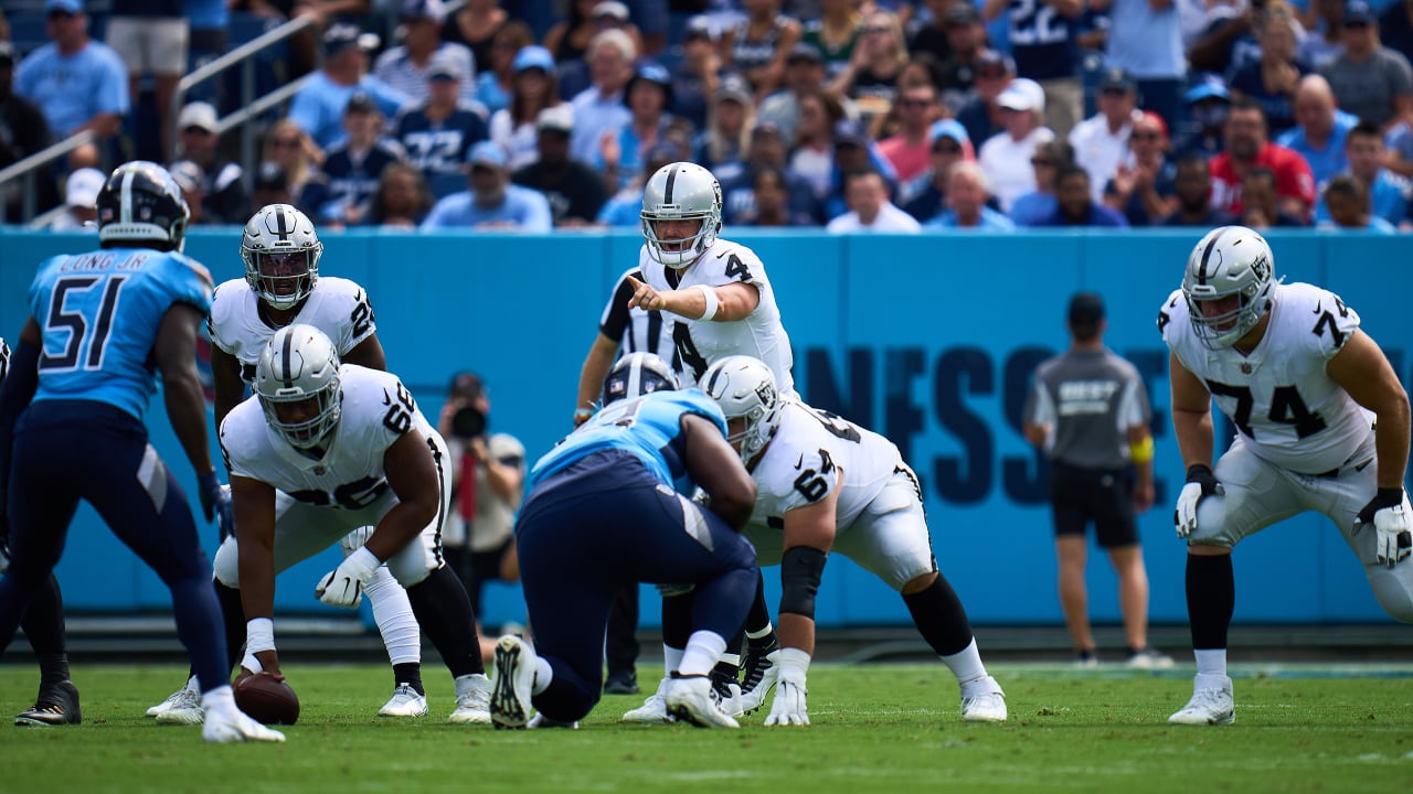 Las Vegas Raiders offensive tackle Trent Brown (77) walks off the field  after the 1st quarter o …