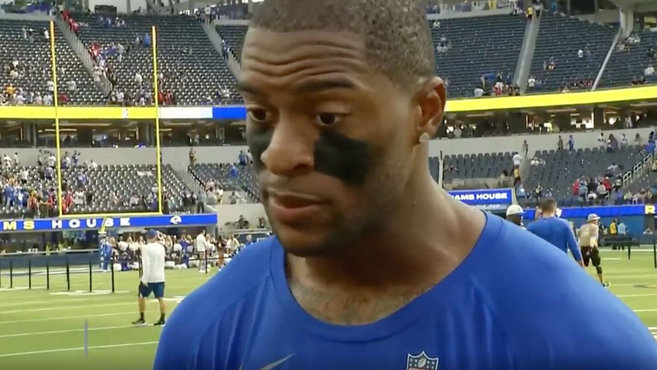 Los Angeles Rams Wide Receiver Allen Robinson Ii First Rams Touchdown And Reacts To Defensive Back 