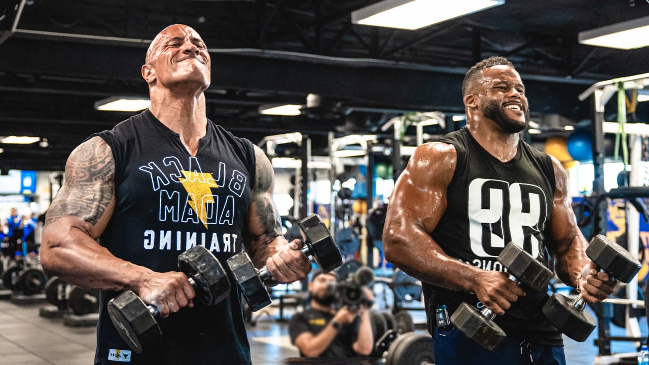 WORKOUT PHOTOS: Rams DL Aaron Donald goes pound-for-pound with The Rock  during workout