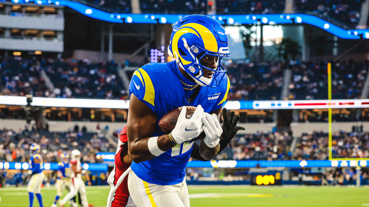 Los Angeles Rams wide receiver Van Jefferson catches a touchdown pass