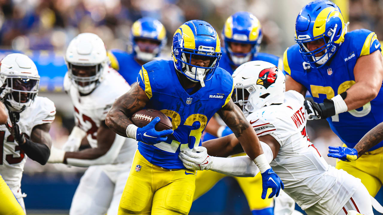 Los Angeles Rams running back Kyren Williams breaks loose for a 31yard