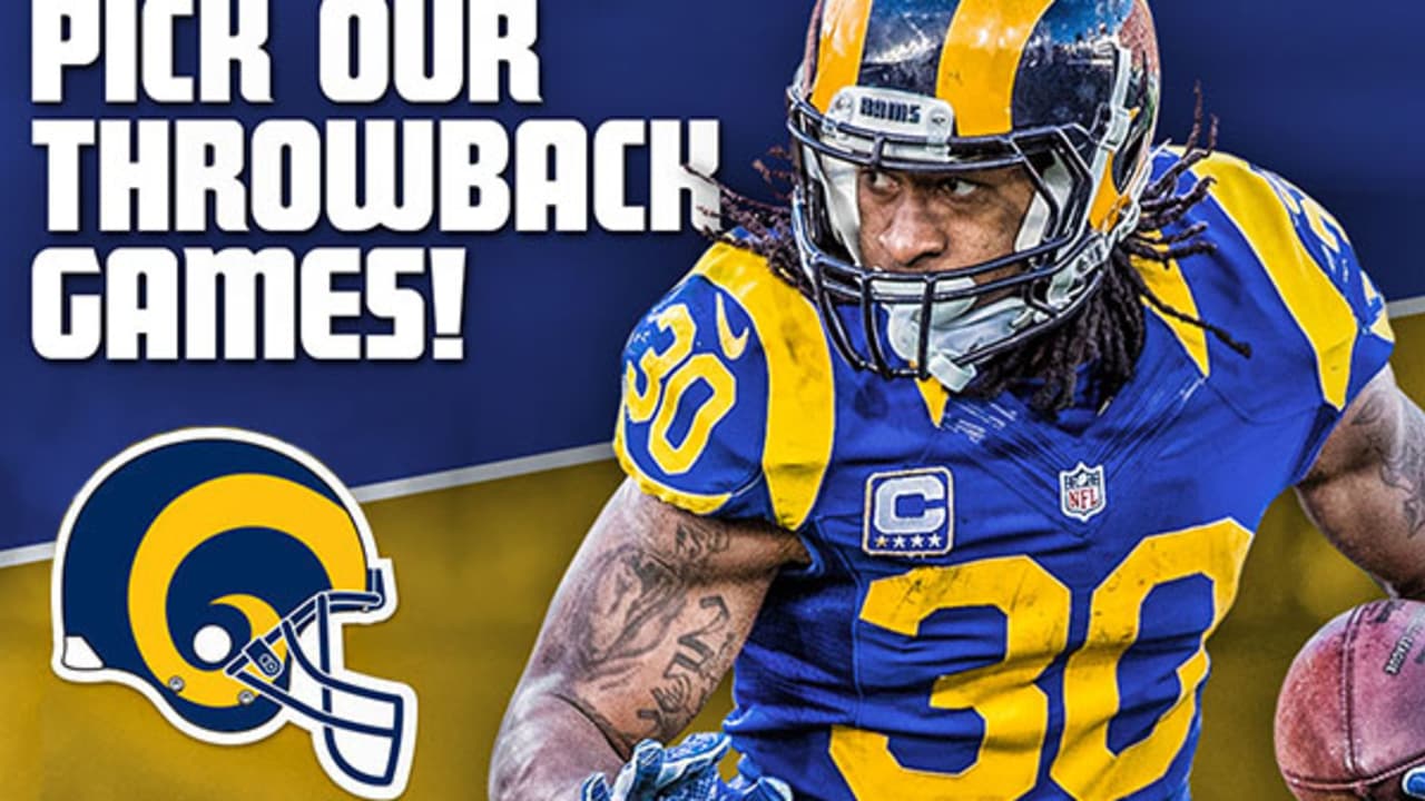 Rams sporting their best blue and yellow throwback uniforms for