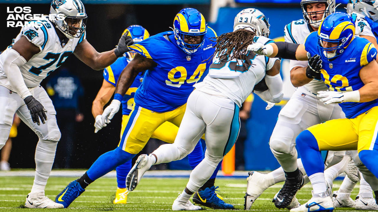 Los Angeles Rams defensive tackle A'Shawn Robinson (94) and defensive  tackle Sebastian Joseph-Day (69) have a conversation during an NFL  Professional Football Game against the Arizona Cardinals Sunday, October 3,  2021, in