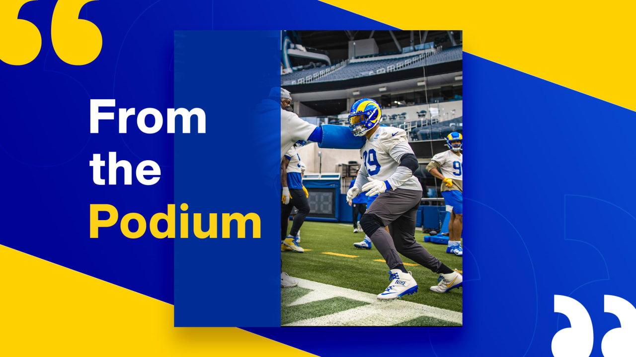 From the Podium: Sean McVay, Raheem Morris, Kevin O’Connell, Aaron Donald and Jalen Ramsey preview Week 17 at Ravens