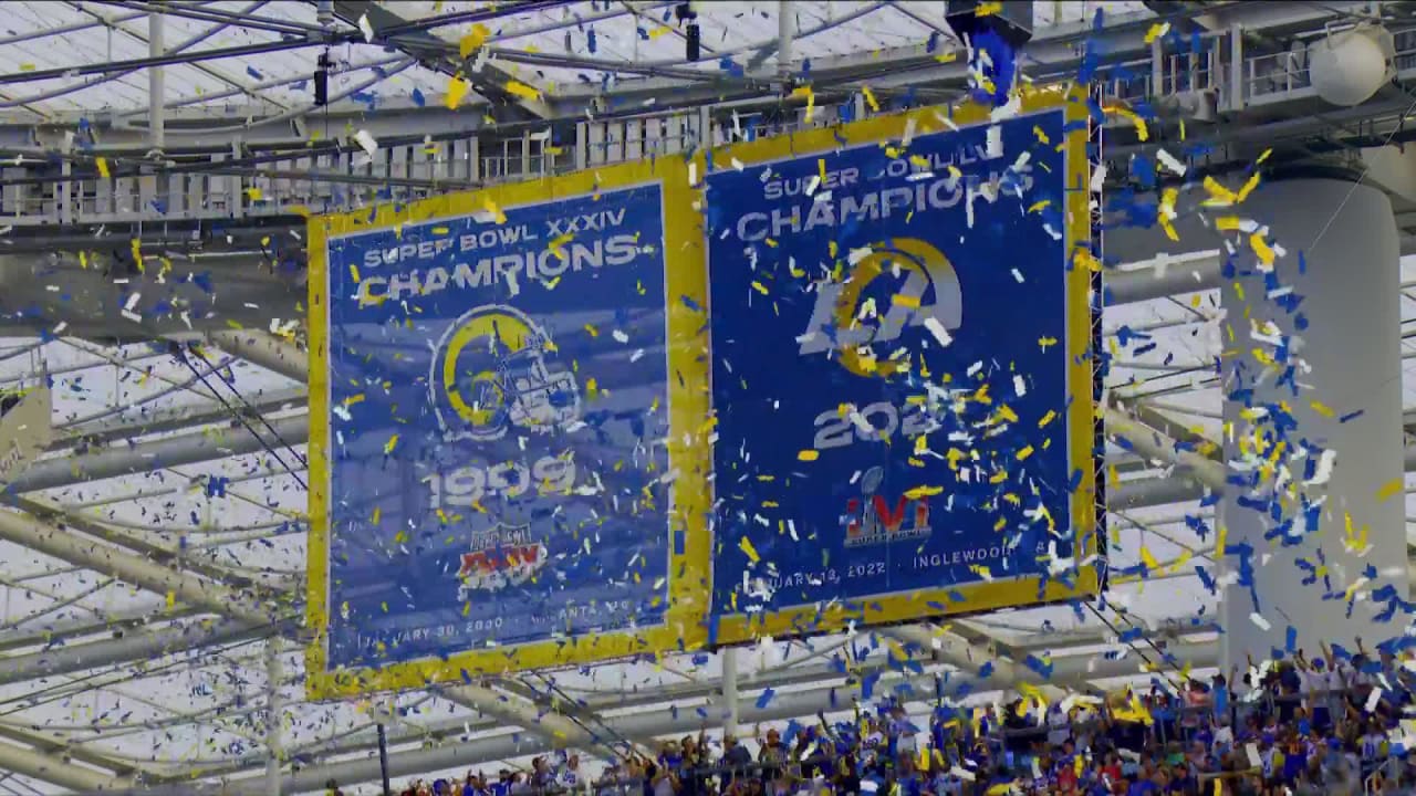 Los Angeles Rams Super Bowl LVI banner SoFi Stadium