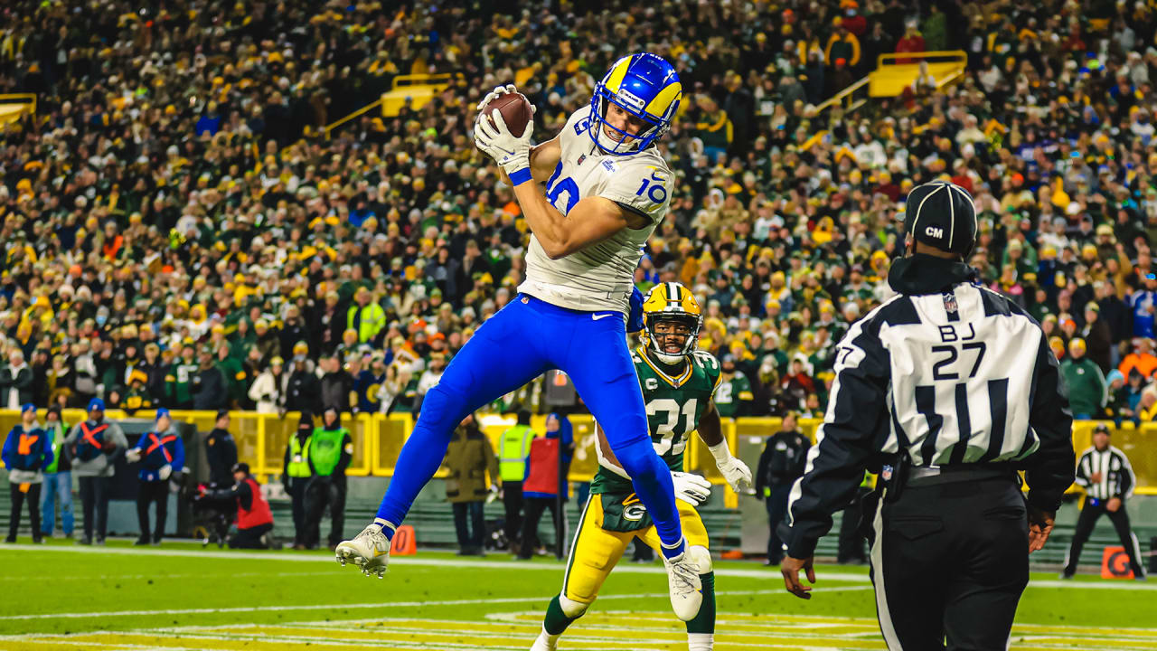 November 28, 2021: Los Angeles Rams wide receiver Cooper Kupp (10) running  off the field during the NFL football game between the Los Angeles Rams and  the Green Bay Packers at Lambeau